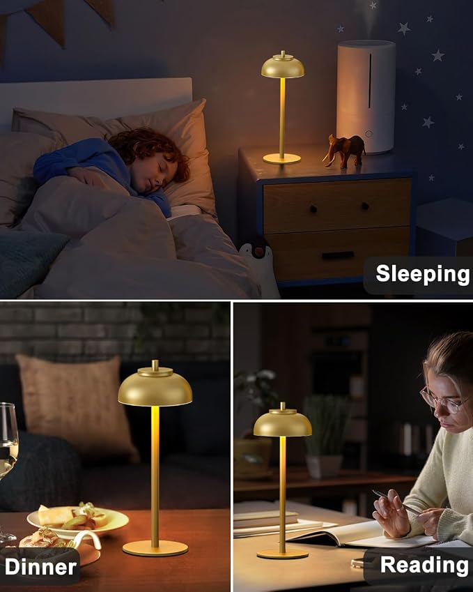 4 Pack Gold Led Cordless Table Lamps Rechargeable, Cordless Touch Lamp Battery - Image 2