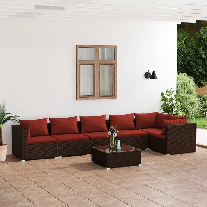 7-Piece Garden Lounge Set, Outdoor Rattan Sectional Sofa - Image 2