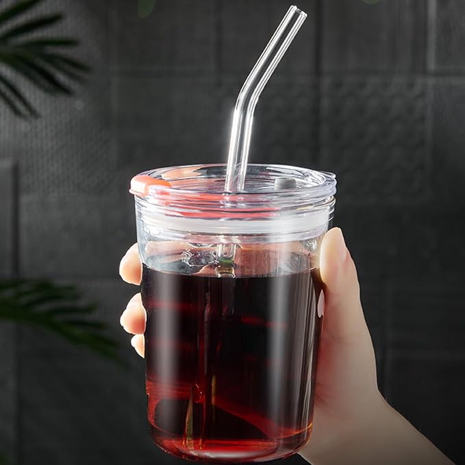 YOGURTCK 4pcs Reusable Clear Glass Drinking Straws, 7.88" x 8MM, Bent Glass - Image 5