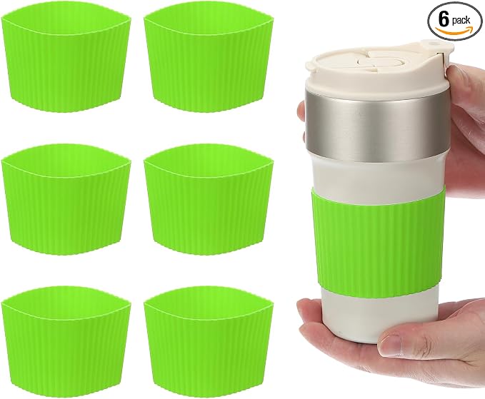 uxcell 6Pack Coffee Cup Sleeves, Reusable Silicone Heat Resistant Cup by uxcell