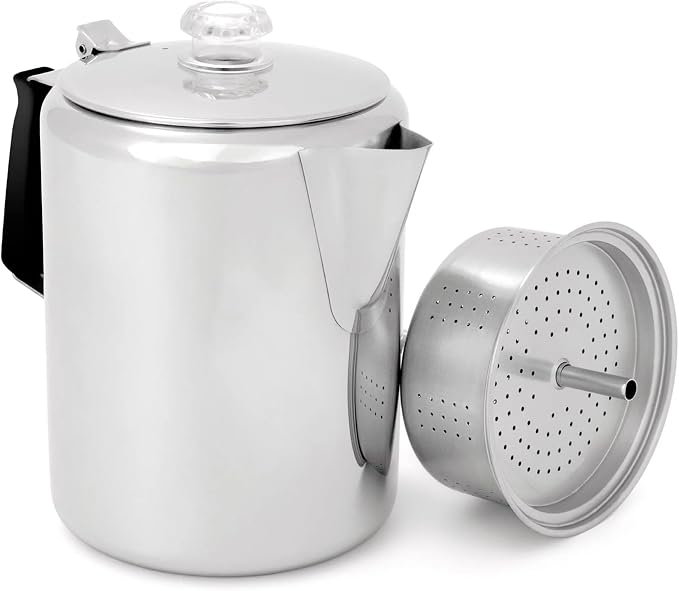 GSI Outdoors Percolator Coffee Pot I Glacier Stainless Steel by GSIOutdoors