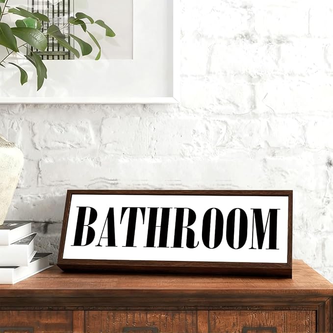 Bathroom Sign, Rustic Framed Wooden Box Sign, Decorative Wooden Plaques - Image 2