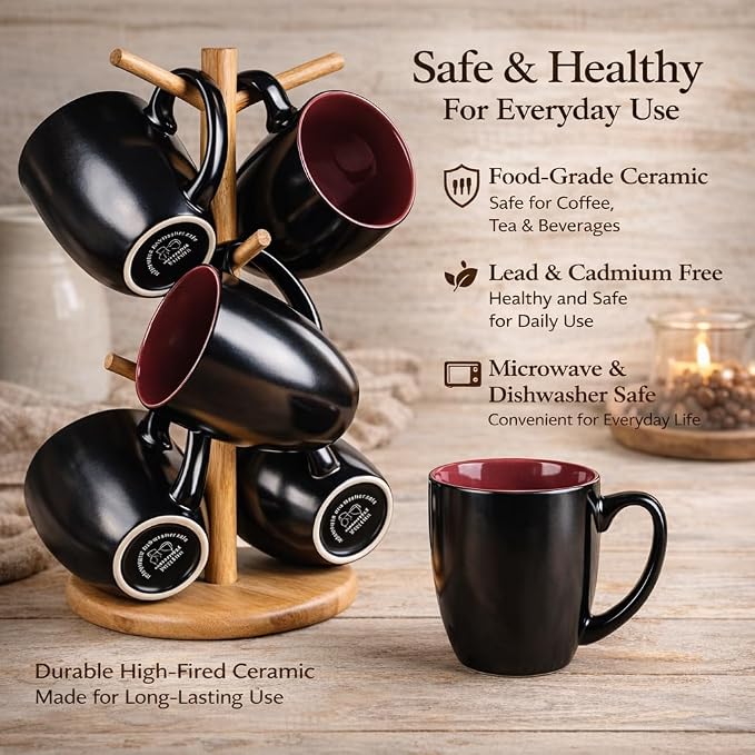 GBhome 16oz Coffee Mugs Set of 6, Large Ceramic Coffee Mugs - Image 5