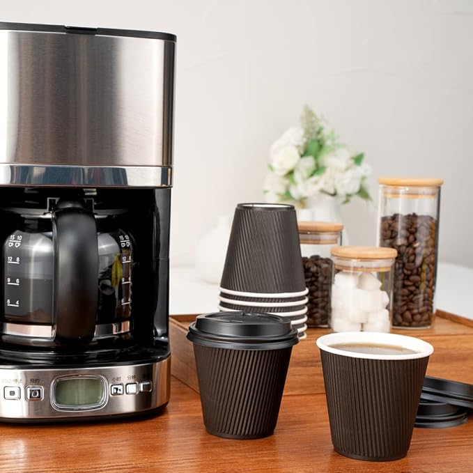 Restaurantware 8 Ounce Paper Coffee Cups, 25 Ripple Disposable Paper Cups - Image 8