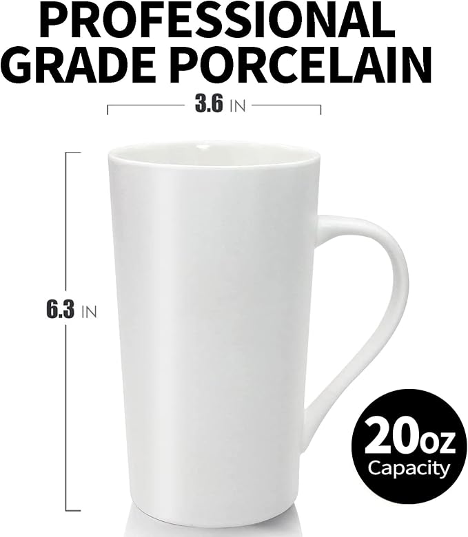 20oz Ceramic Coffee Mugs Large Latte Mugs Modern White Drinking Cups - Image 4