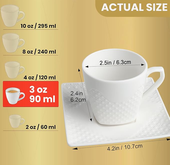 FUOCCI Espresso Cups With Saucer - 3 oz Turkish Coffee Cup - Image 4
