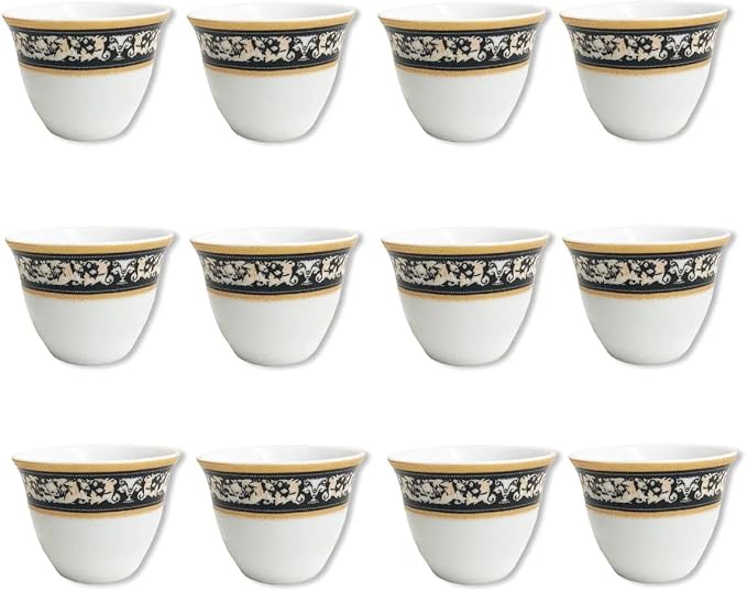 Arabic Coffee Tea Espresso Cortadito Porcelain Tea Cups Set, 12 Pieces Gift Box - Image 3