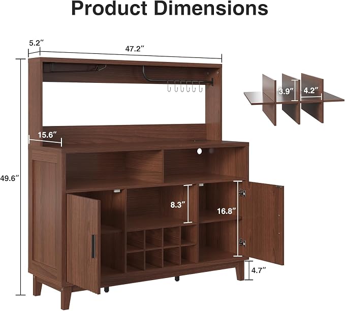 Vabches Fluted Coffee Bar Cabinet - Image 2