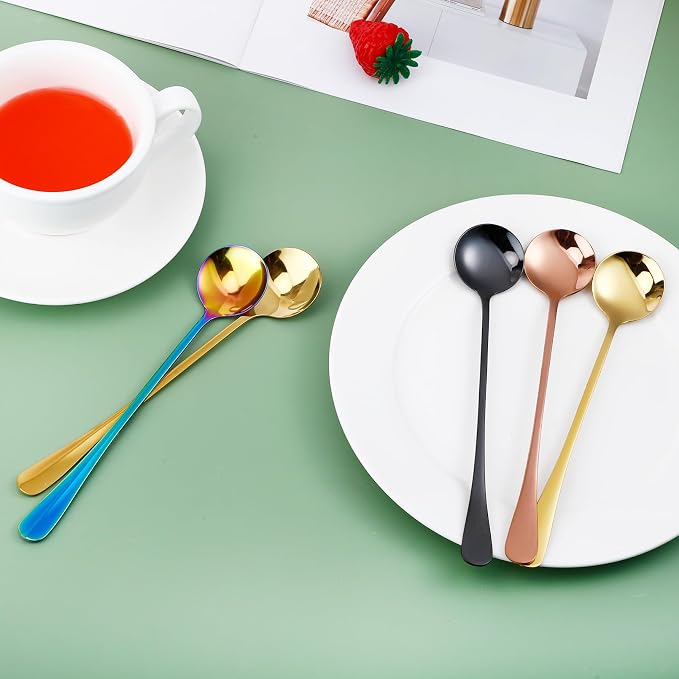 8 Pieces Iced Tea Spoons, 7.3 Inch Long Handle Ice Cream Spoon, Stainless Steel - Image 6