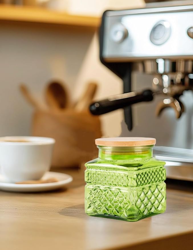 Glass Storage Canister with Airtight Lids, 20.3 FL OZ Thick Glass Candy Jar - Image 4