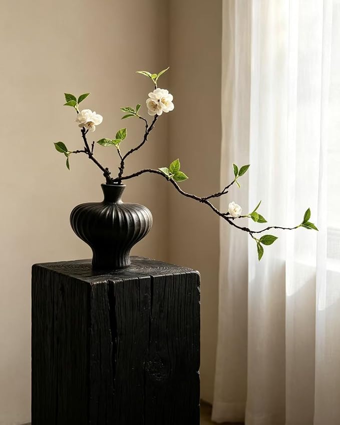 22'' Budded Faux Stem with Vase, Fake Branches in Vase by Hoolicute