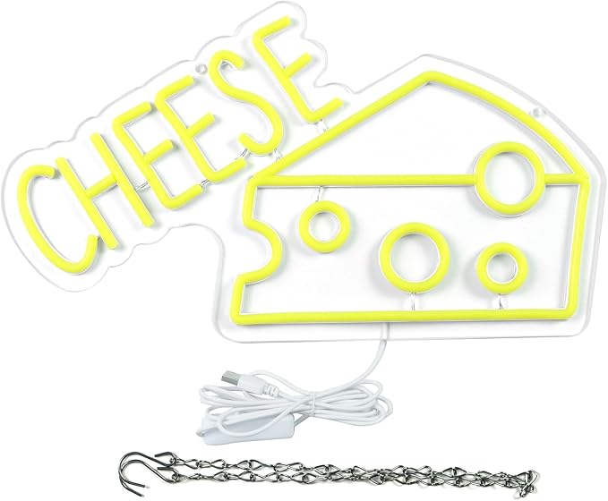 Balanar CHEESE Neon Signs For Wall Decor LED Lights For Bedroom Yellow Neon - Image 7