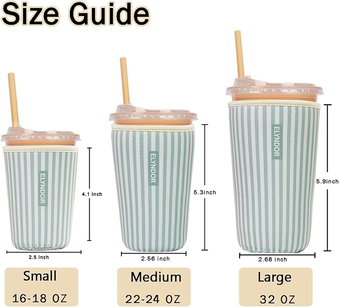 Reusable Insulated Sleeve for Iced Coffee Cup, Coffee Neoprene Sleeve for Cold - Image 5