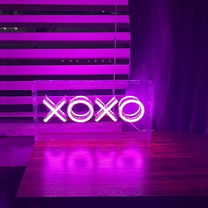 XOXO Neon Light Signs LED Decorative Sigtures Light Box 3D Pink Neon Sign - Image 2