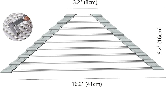 Triangle Dish Drying Rack for Sink Corner Roll Up Folding Stainless Steel - Image 4