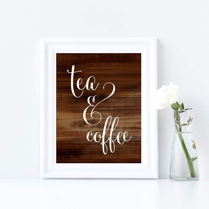 Andaz Press Wedding Party Signs, Rustic Wood Print, 8.5x11-inch, Tea & Coffee - Image 4