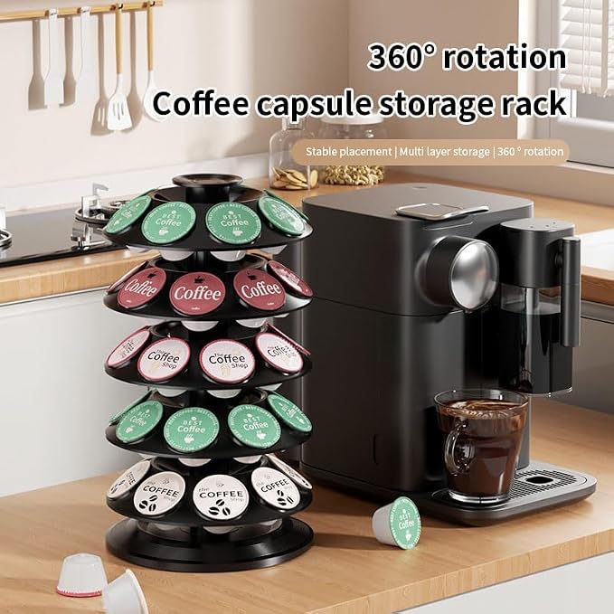 SAVORI 40 Capacity Rotating K-Cup Holder, 5-Tier Black Coffee Pod Carousel Stand - Image 8