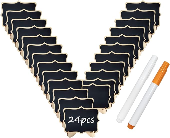 24 Pcs Wooden Mini Chalkboards Signs - Image 5