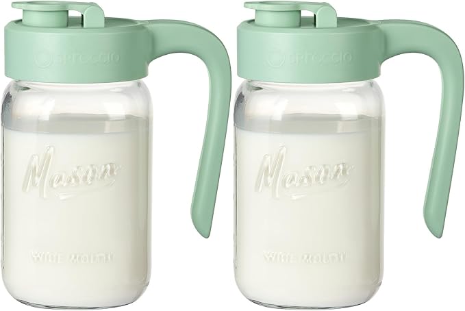 32 oz Glass Pitcher with Lid, 1 Quart Mason Jar Pitcher with Lid Airtight by spreccio