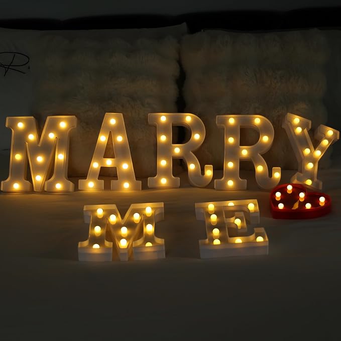 Marry ME LED Marquee Letters, Warm White LED Marry Me Light Up Letters - Image 5