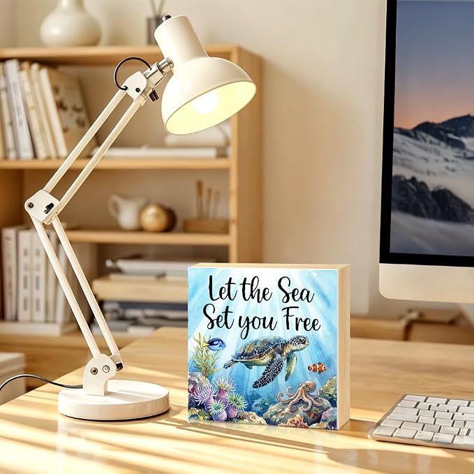 Let The Sea Set You Free Wood Block Plaque Box Sign - Image 5