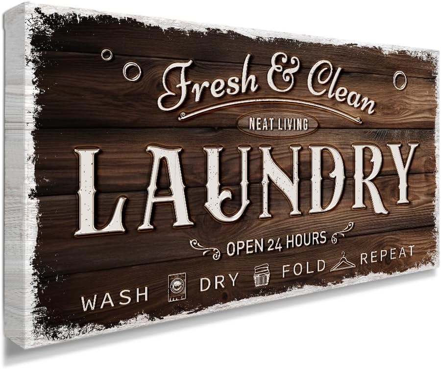 IPIC - Laundry Room Decor, Rustic Canvas Wall Art Print on Acid-Free Cotton by IPIC