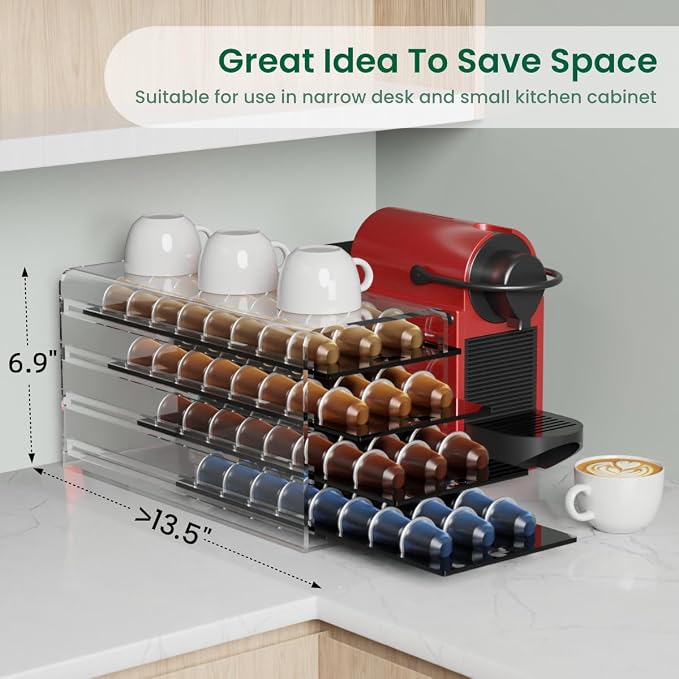 Acrylic Coffee Pod Holder for Nespresso OriginalLine Capsules, 4 Tier Organizer - Image 2