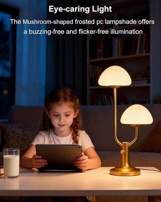 Lightdot Mushroom Table Lamp for Bedroom, Desk Bedside Small Lamps for Living - Image 4