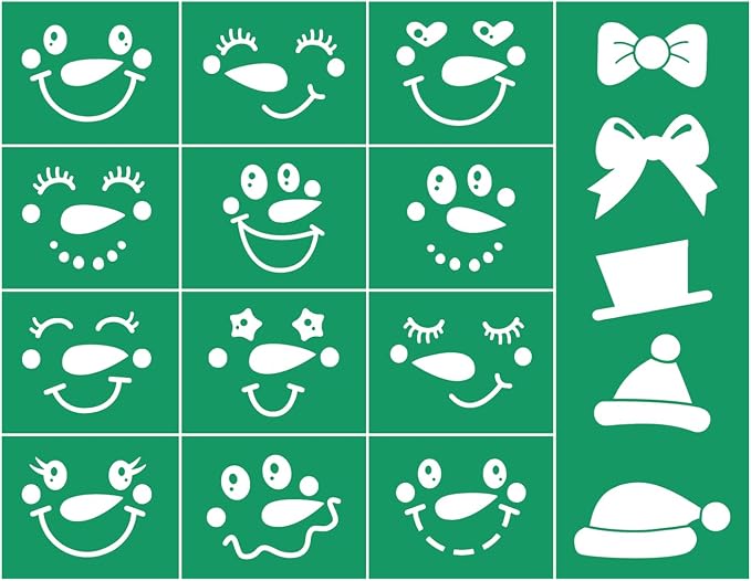JAJADO Snowman Face Small Christmas Stencil Silk Screen Transfers Xmas Joy by JAJADO