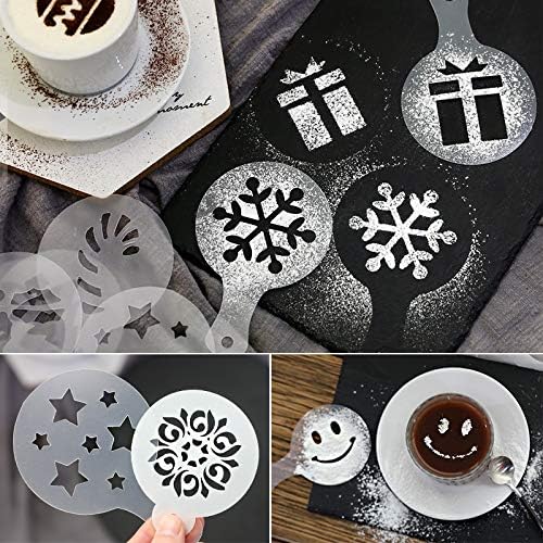 36 Coffee Decorating Stencils + 2 Stainless Steel Mesh Powder Shaker, - Image 2
