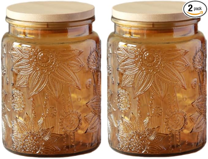 ANSQU Set of 2 Vintage Glass Kitchen Storage Jars, 23.7 FL OZ Gass Jar by ANSQU