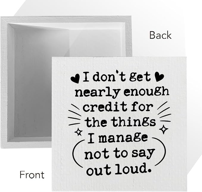 Funny Office Desk Decor Wooden Sign 5x5 Inch - Image 3