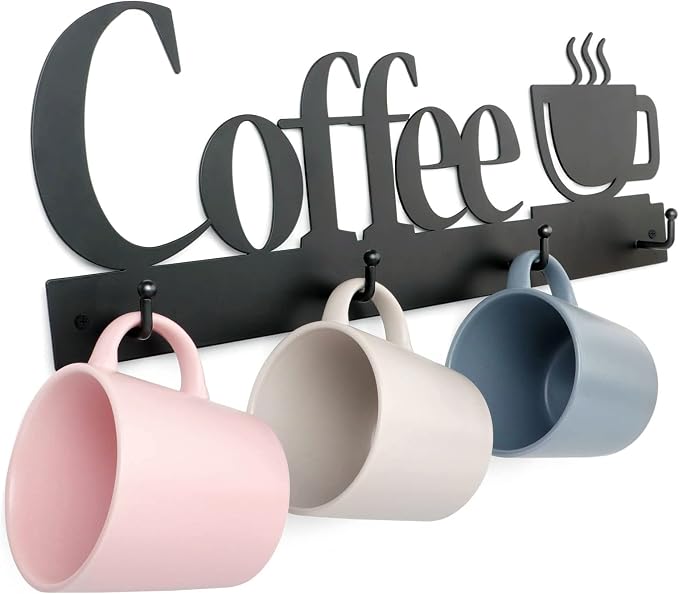 HULISEN Coffee Mug Wall Rack, Coffee Cup Holder Wall Mounted - Image 3