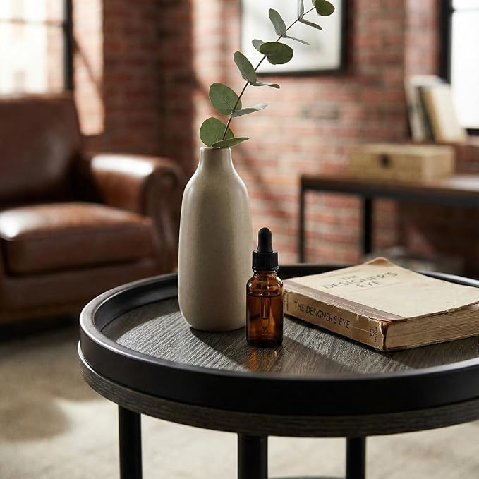 Small Round Side Table, Rustic Grey End Table - Image 6