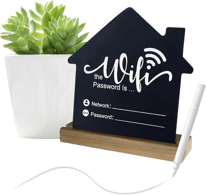 WiFi Password Sign Wooden WiFi Sign Wireless Network Sign Table Chalkboard by Fosinz
