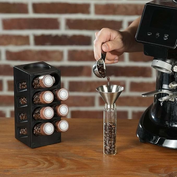 CAFEMASY Espresso Coffee Beans Storage Container Pack 8pcs Glass Vials Single - Image 3