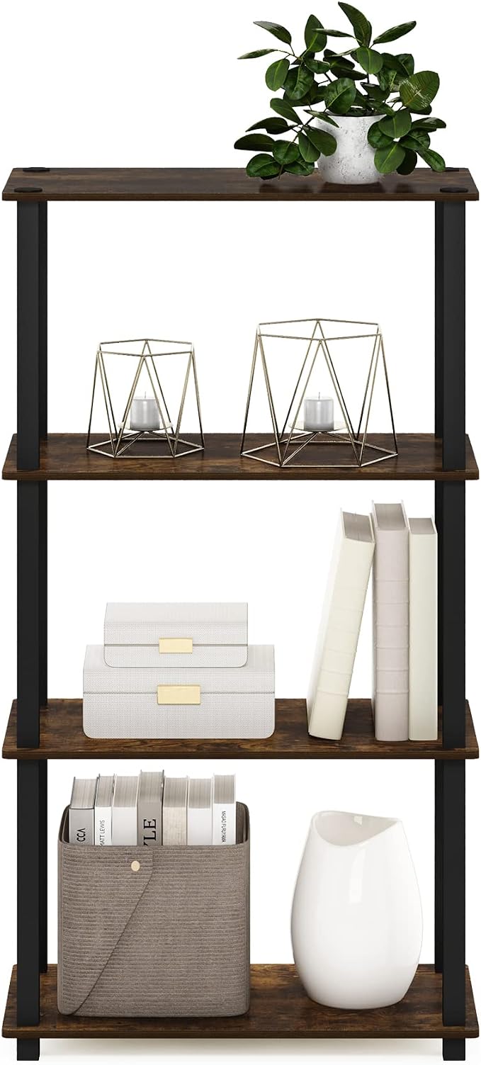 Furinno TURN-S-TUBE Storage Shelves, 4-Tier Book Shelf, Corner Shelf, Toolless - Image 5
