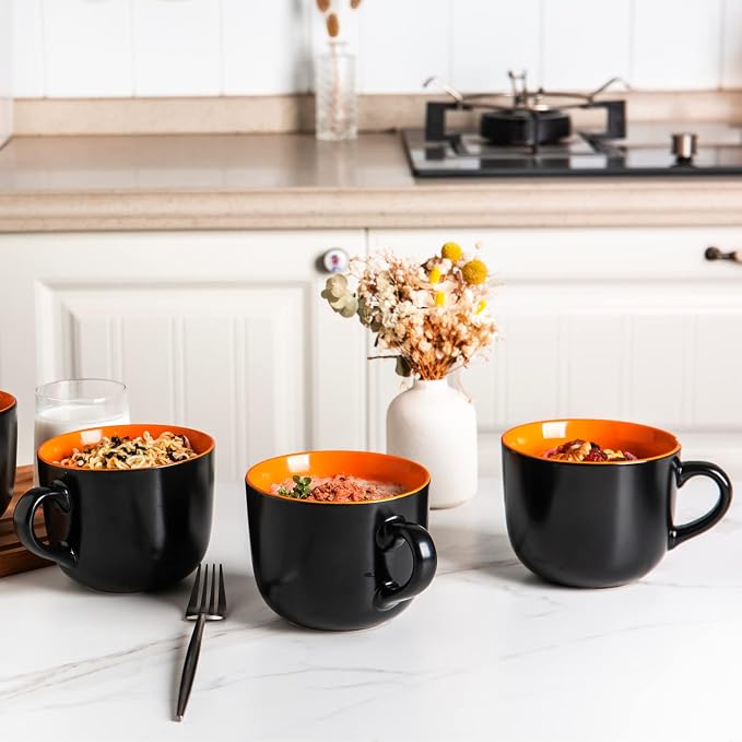 GBhome Ceramic Soup Mugs with Lid, 24 oz Soup Cups with Hanlde - Image 7