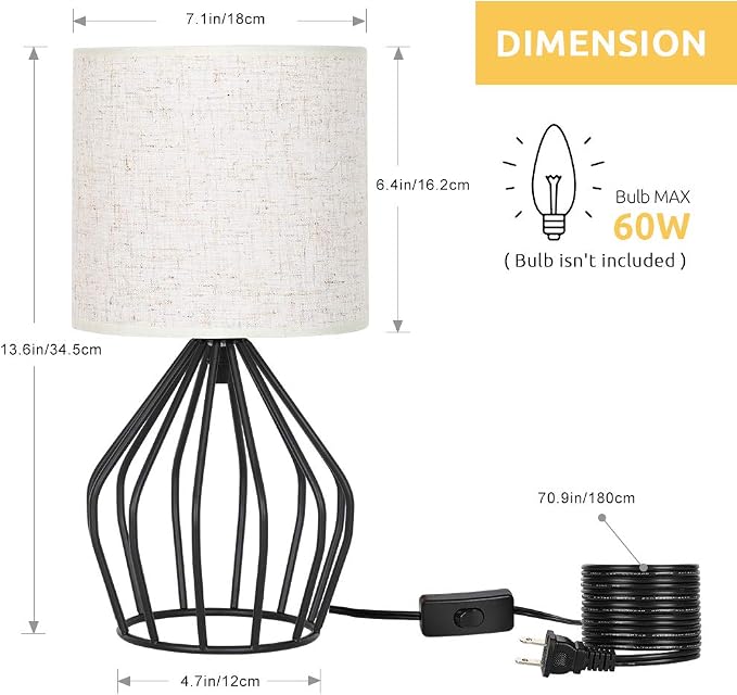 HAITRAL Black Modern Table Lamp - Image 3