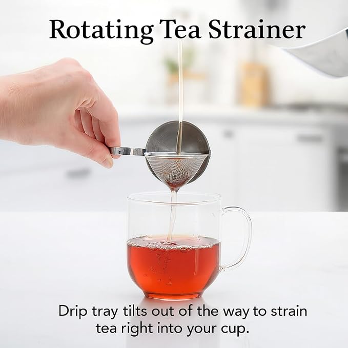 HIC Kitchen Tip Tea Strainer, 18/8 Stainless Steel, Loose Leaf Tea Filter - Image 2