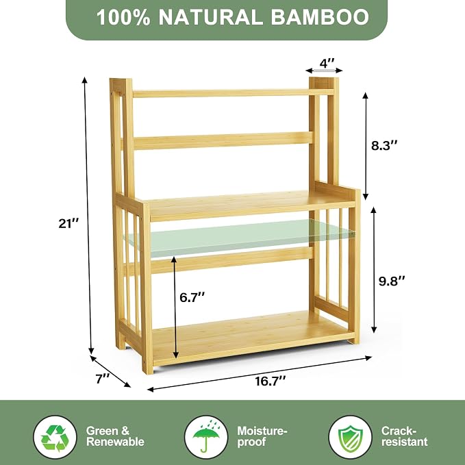 Countertop Coffee Station Organizer, 3 Tier Bamboo Shelf - Image 7