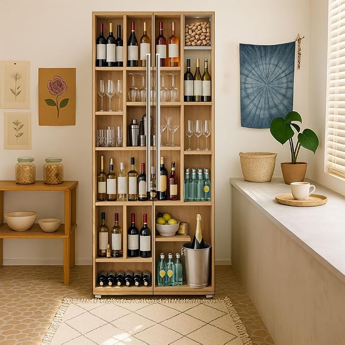 2 Pcs Wine Cabinet Bar Removable Refrigerator Wraps, Self-Adhesive Retro Wine - Image 7