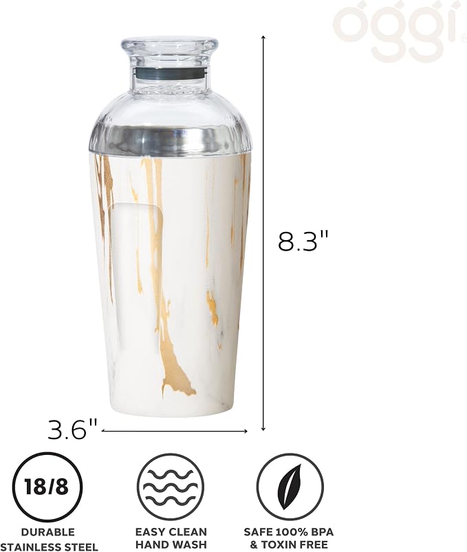 OGGI Groove Insulated Cocktail Shaker-17oz Double Wall Vacuum Insulated - Image 5