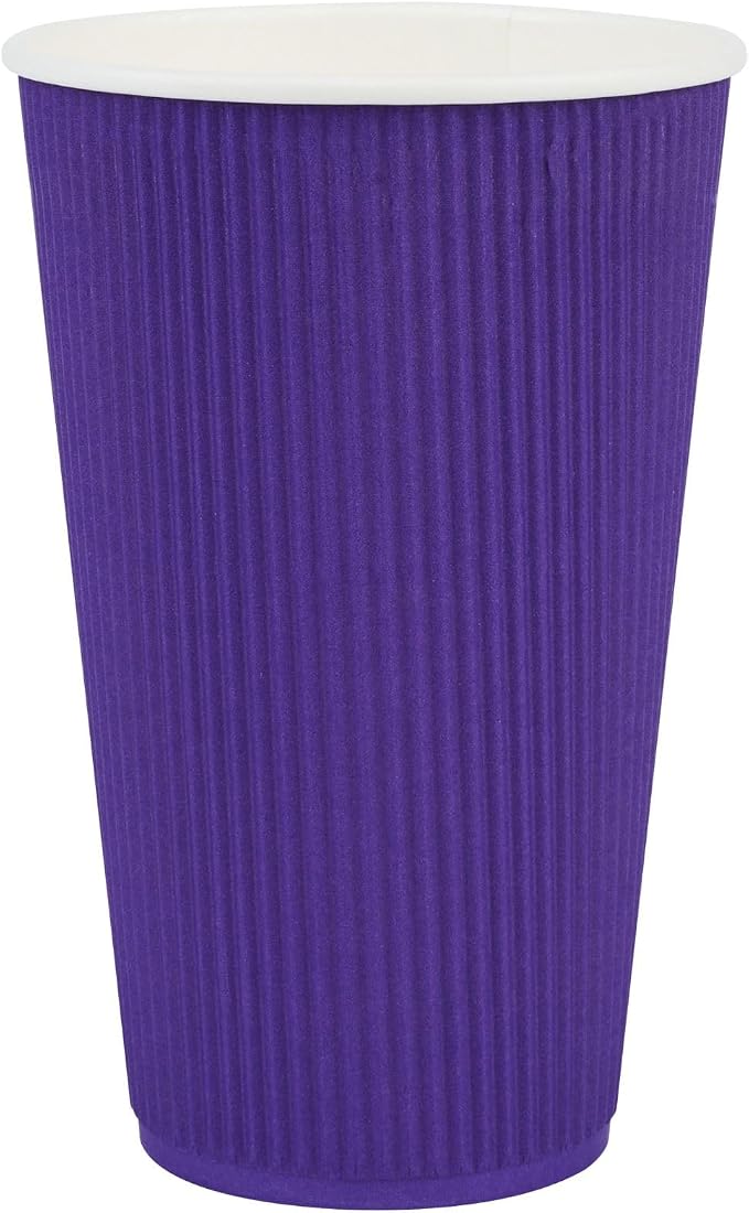 Restaurantware Ripple Wall Coffee Cups 25 Count 16 Ounce Insulated Royal Purple - Image 2