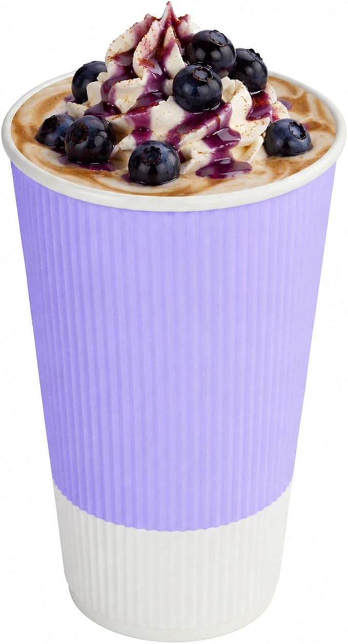 Restaurantware Ripple Wall Coffee Cups 25 Count 16 Ounce Insulated Light Purple by Restaurantware