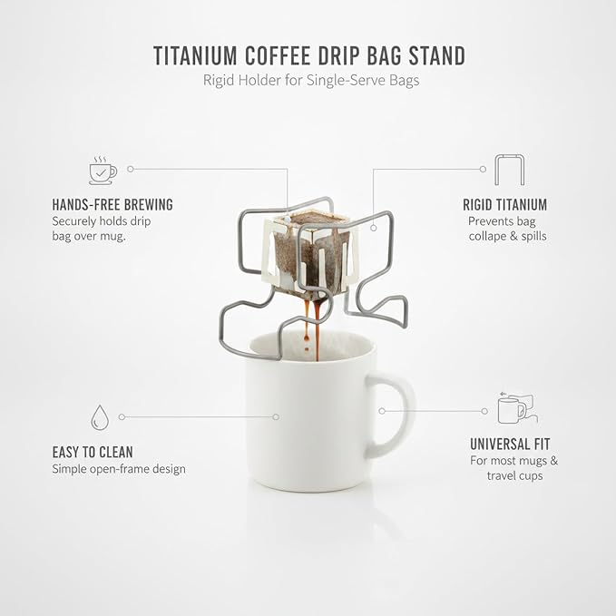Titanium Drip Coffee Bag Holder, Rigid Stand - Image 5