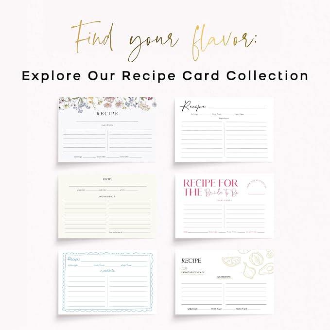 Recipe Cards, 4x6 Recipe Cards for Bridal Shower and Weddings, Double-Sided - Image 9