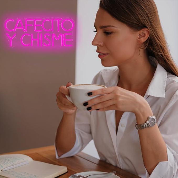 Funny Cafecito Y Chisme Neon Sign - Image 2