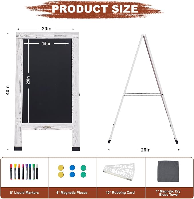 Wood Magnetic A-Frame Chalkboard Signs, Double-Sided Sidewalk Blackboard - Image 2