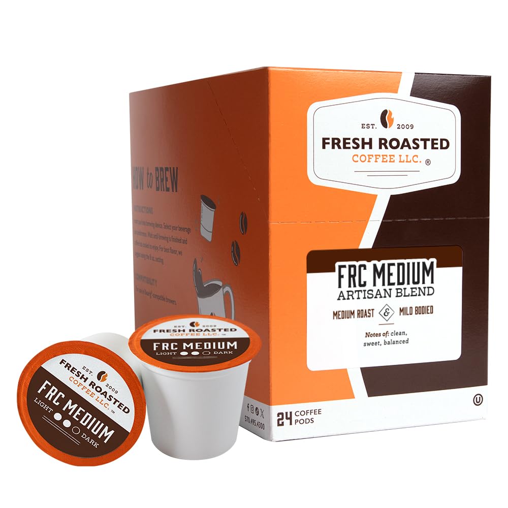 Fresh Roasted Coffee, FRC Medium Roast Blend, 24 Pods for K Cup Brewers